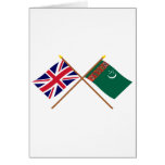 UK and Turkmenistan Crossed Flags cards