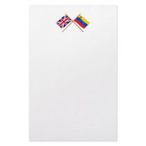 UK and Venezuela Crossed Flags Personalized Stationery