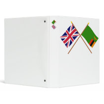 UK and Zambia Crossed Flags Vinyl Binder