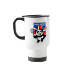 This little badminton-playing panda is too cute! Panda holds a raquet and is ready to hit the shuttle for the British team! Great for fans of the United Kingdom badminton team or British badminton players!
