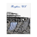 (UK) Empty Deckchairs, burnt Pier Postcard
