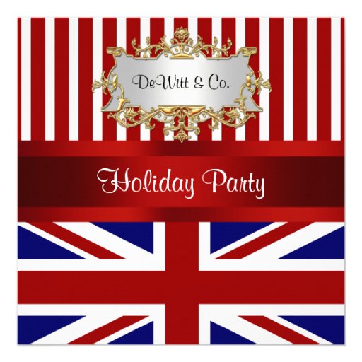 UK England Flag Party Invitation Red White Blue