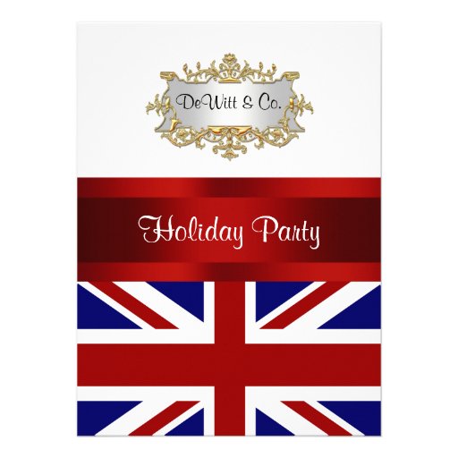 UK England Flag Party Invitation Red White Blue V