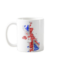 UK Flag-color Map Customizable Mug