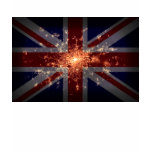 UK Flag over London at Night from Space t-shirts