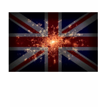 UK Flag over London at Night from Space t-shirts
