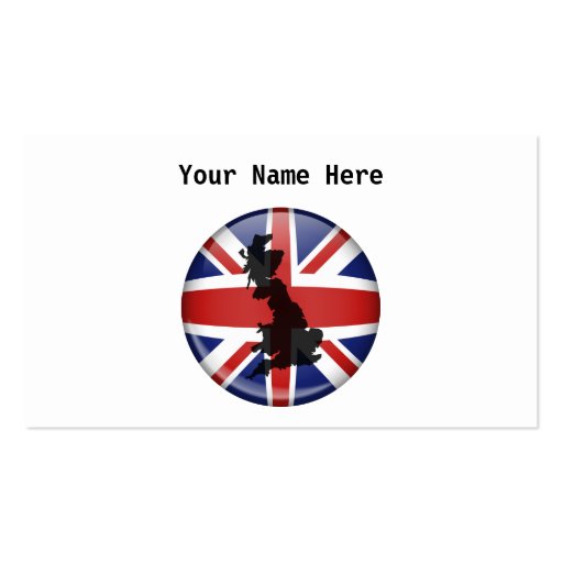 UK Globe, Your Name Here Business Card Templates (front side)