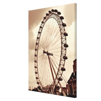 (UK) London Eye Vintage Wrapped Canvas wrappedcanvas