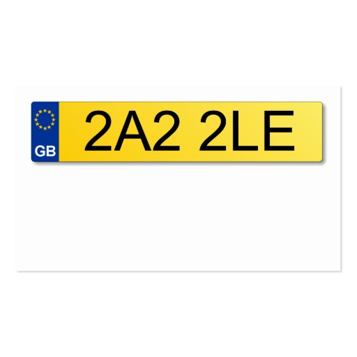 UK Number Plate - White Business Card (back side)