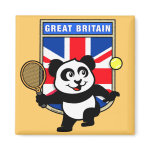This adorable little panda loves to get out on the court and hits some balls. Panda plays in front of a large flag of Great Britain. This is a great design for anyone who loves to play tennis, watch tennis or just loves cute pandas.