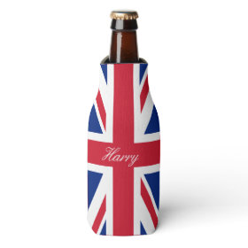 UK Union Jack British Flag Personalized Bottle Cooler