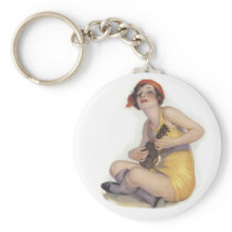 Uke Playing Flapper Keychain
