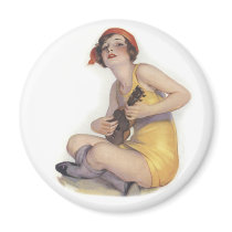 Uke Playing Flapper Magnet