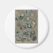 Ukiyo-e Frogs Fridge Magnets