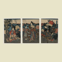 Utagawa Kunisada's Enjoying a Garden of Peonies