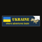 Ukraine Flag Map Text Bumper Sticker