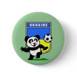 This adorable little panda is too cute! He's featured in front of a large flag from Ukraine and ready to play football and score some goals. This cute design is perfect for football players and soccer fans.