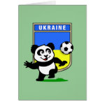 This adorable little panda is too cute! He's featured in front of a large flag from Ukraine and ready to play football and score some goals. This cute design is perfect for football players and soccer fans.