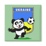 This adorable little panda is too cute! He's featured in front of a large flag from Ukraine and ready to play football and score some goals. This cute design is perfect for football players and soccer fans.