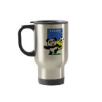 This adorable little panda is too cute! He's featured in front of a large flag from Ukraine and ready to play football and score some goals. This cute design is perfect for football players and soccer fans.