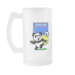 This adorable little panda is too cute! He's featured in front of a large flag from Ukraine and ready to play football and score some goals. This cute design is perfect for football players and soccer fans.
