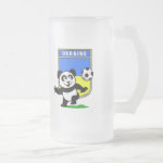 This adorable little panda is too cute! He's featured in front of a large flag from Ukraine and ready to play football and score some goals. This cute design is perfect for football players and soccer fans.