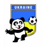 This adorable little panda is too cute! He's featured in front of a large flag from Ukraine and ready to play football and score some goals. This cute design is perfect for football players and soccer fans.