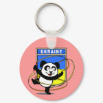 This adorable little panda bear is too cute! Featured in front of a large flag from Ukraine, this panda is getting ready to do a rhythmic gymnastics routine with a gymnastics ribbon! This cute design is perfect for gymnasts and gymnastics fans.
