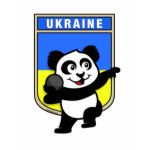 This adorable little panda is too cute! He's featured in front of a flag from Ukraine and ready to throw his shot in a track and field shot put competition. This cute design is perfect for athletes and shot put fans.
