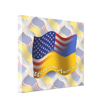 Ukrainian-American Waving Flag Gallery Wrap Canvas