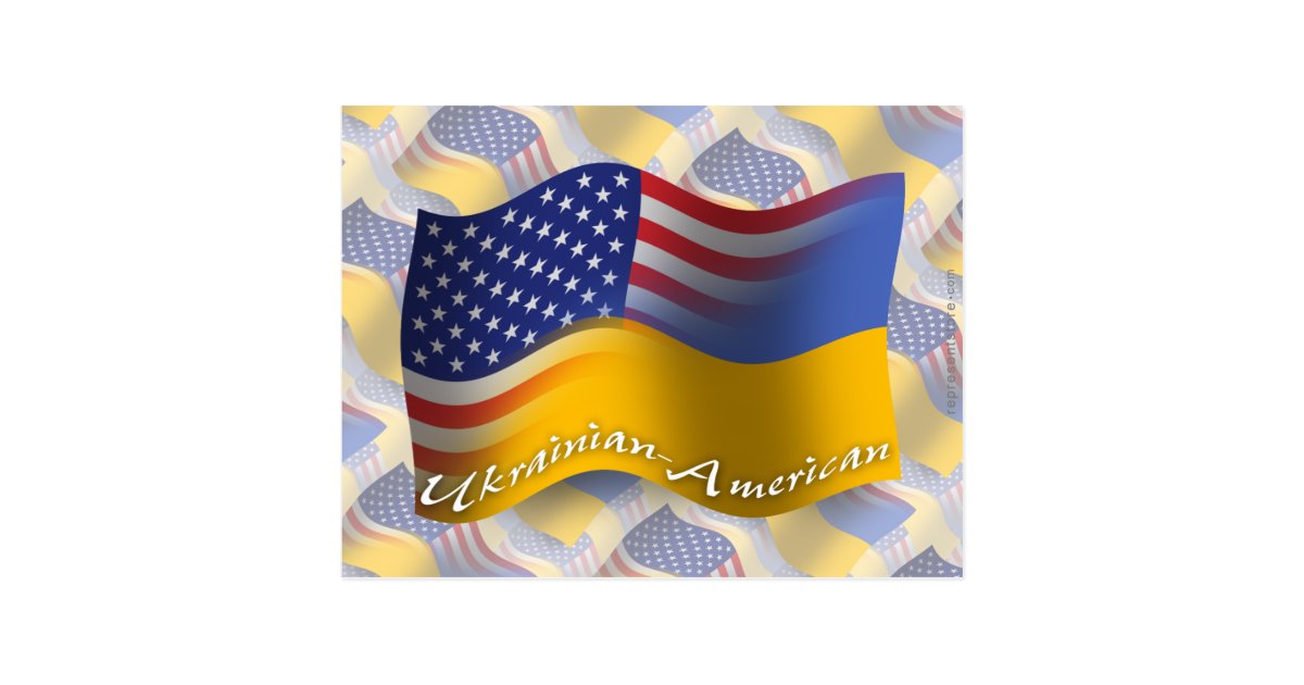 Ukrainian-American Waving Flag Postcard | Zazzle