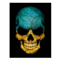 Ukrainian Flag Skull on Black Postcard