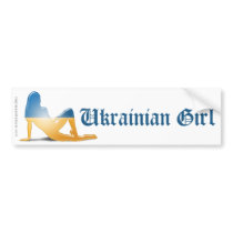 Ukrainian Girl Silhouette Flag Bumper Sticker