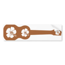 ukulele and hibiscus aloha flower bumper sticker