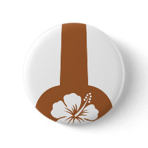 ukulele and hibiscus aloha flower button