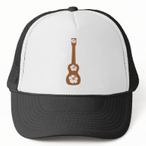 ukulele and hibiscus aloha flower mesh hat