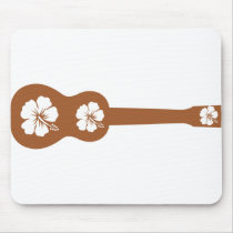 ukulele and hibiscus aloha flower mousepads