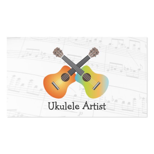 Ukulele Artist Music Notes Business Card (front side)