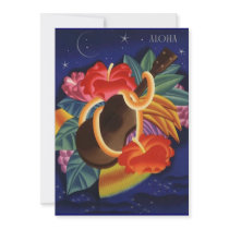 UKULELE HIBISCUS ALOHA INVITATION ~EZ TO CUSTOMIZE