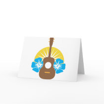 Ukulele Hibiscus Greeting Cards