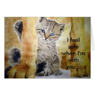Ultimate Protection Cat Dog Card Fine Art Painting card