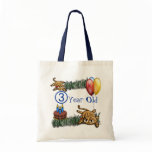 Ultra Cute 3 Year OLD Leopard Safari Birthday Tote Bag