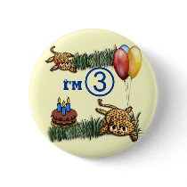 Ultra Cute 3 Year OLD Leopard Safari Birthday buttons