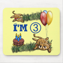 Ultra Cute 3 Year OLD Leopard Safari Birthday mousepads by samack Ultra Cute 3 Year OLD Leopard Safari Birthday mousepads