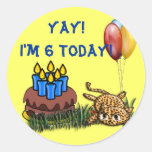 Ultra Cute 6 Year Old Leopard  Birthday Stickers