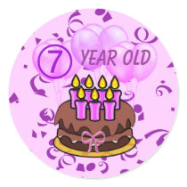Ultra Cute 7 Year Old Birthday Cake Stickers