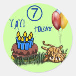 Ultra Cute 7 Year Old Leopard  Birthday Stickers