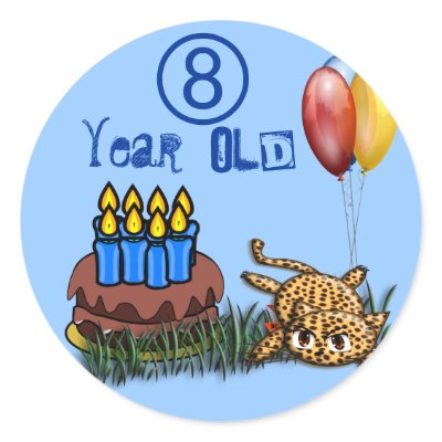 Ultra Cute 8 Year Old Leopard  Birthday Stickers by samack