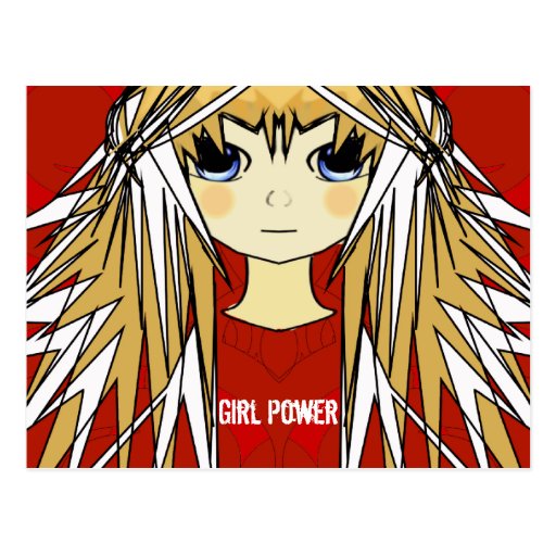Ultra Cute Anime Blonde Long Hair Girl Power Postcard Zazzle
