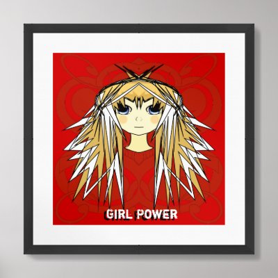 Ultra Cute Anime Blonde Long Hair Girl Power Print by samack. Anime Girls Gifts - For you Powerful Girls